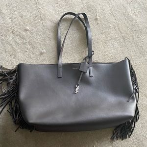 Ysl fringe tote bag and attached pouch